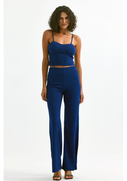 Beli Lastikli Simli Pukuro Abiye Pantolon | PNT35399