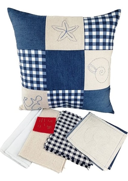 Hobi Kiti Çapa Nakışlı Yastık Kılıfı