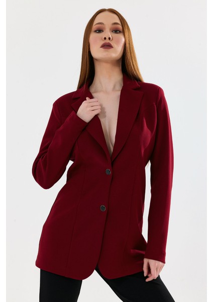 Astarlı Düğmeli Scuba Krep Ceket | CKT35446