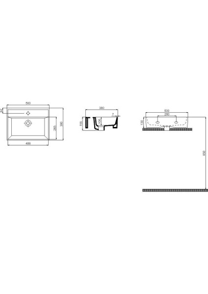 Cross Line Tezgah Üstü Lavabo 60X45
