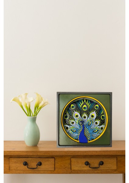 El Yapımı Üç Boyutlu Ahşap Tavus Kuşu Biblosu ve Duvar Dekoru fiyatları