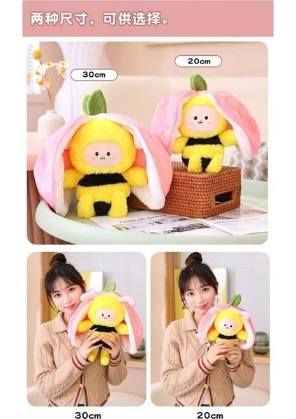20CM Süper Sevimli Tavşan, Arı Oyuncak , Çilek ve Meyve Yastığına Dönüştü (Yurt Dışından)