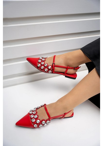 Halley Kırmızı Taş Detaylı Kadın Babet fiyatları