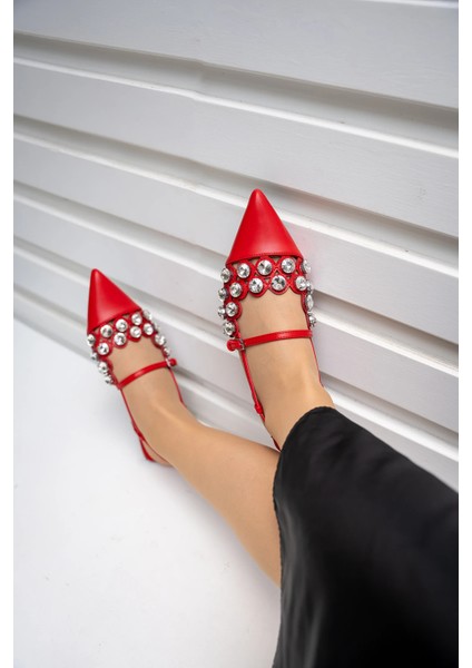 Halley Kırmızı Taş Detaylı Kadın Babet modelleri