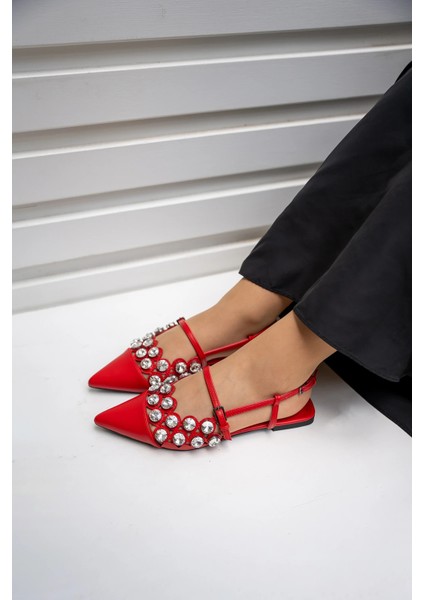 Halley Kırmızı Taş Detaylı Kadın Babet fırsatları
