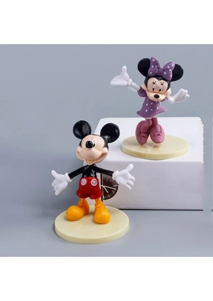 Anime Disney 6'lı Figür Seti Mickey Mouse ve Arkadaşları Sevimli Hediyelik Mini Figürler Masa Üstü Oyuncak Süs