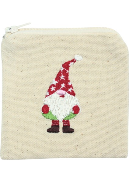 Kırmızı Şapkalı Yılbaşı Cücesi Nakışlı Mini Cüzdan