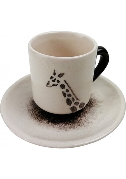 Zürafa Desenli Seramik Kahve Fincanı