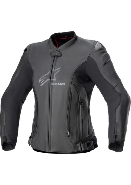 Stella Gp Plus V4 Deri Korumalı Kadın Motosiklent Montu Siyah / Siyah