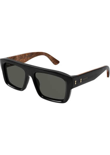 GG1461S 001 55-17 Unisex Siyah Mat Camlı Siyah Asetat Dikdörtgen Güneş Gözlüğü