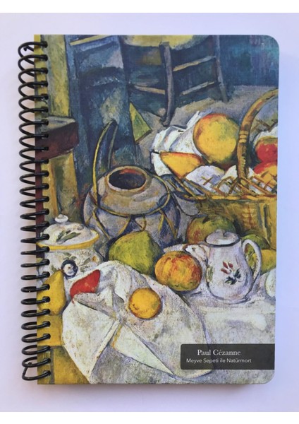Tuval, Çizgili Defter, Spiralli Sert Kapaklı (Ön Kapak Görseli; Meyve Sepeti ile Natürmort) 16 x 23 CM,100YAPRAK