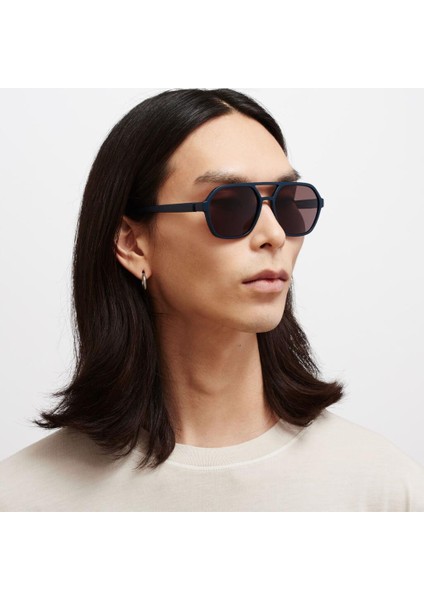 Hydra 346 57-16 Unisex Güneş Gözlüğü – Mavi Asetat Çerçeve, Kahverengi Mat Cam indirimleri