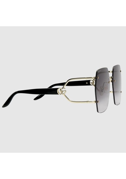 GG1562S 001 62-17 Kadın Füme Degrade Camlı Altın Metal Geometrik Çerçevesiz Güneş Gözlüğü modelleri