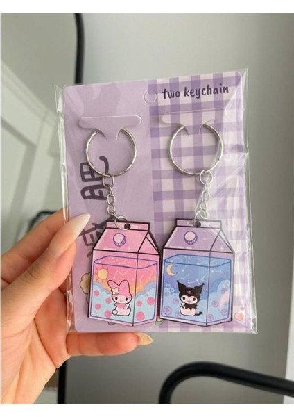 Kawaii Milk Box Ikili Anahtarlık