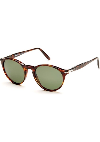 3092-S-M 9015/31 52-19 Unisex Güneş Gözlüğü – Kahverengi Asetat Çerçeve & Mat Yeşil Cam