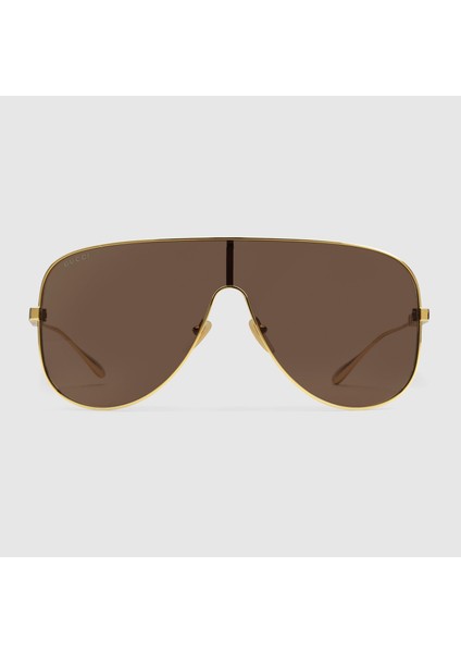GG1436S 002 99-1 Kadın Kahverengi Mat Camlı Altın Metal Geometrik Güneş Gözlüğü modelleri