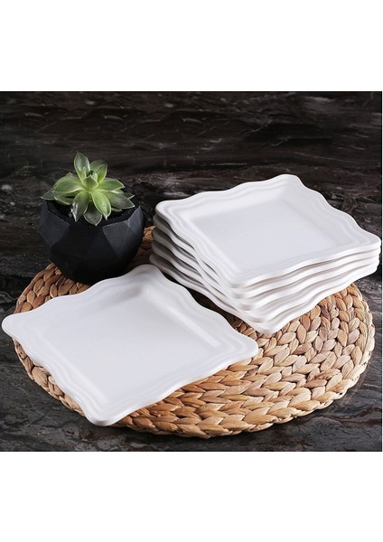 6'lı Beyaz Serenat Pasta Tabak Seti 19X19CM Pasta Tabağı modelleri