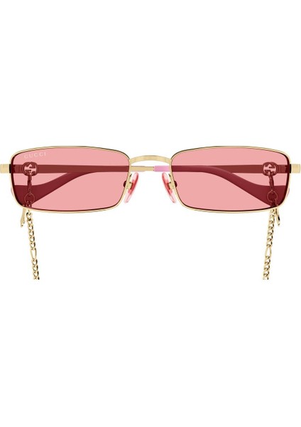 GG1600S 004 56-18 Unisex Pembe Mat Camlı Altın Metal Dikdörtgen Güneş Gözlüğü modelleri