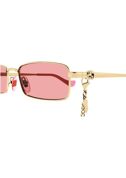 GG1600S 004 56-18 Unisex Pembe Mat Camlı Altın Metal Dikdörtgen Güneş Gözlüğü indirimleri
