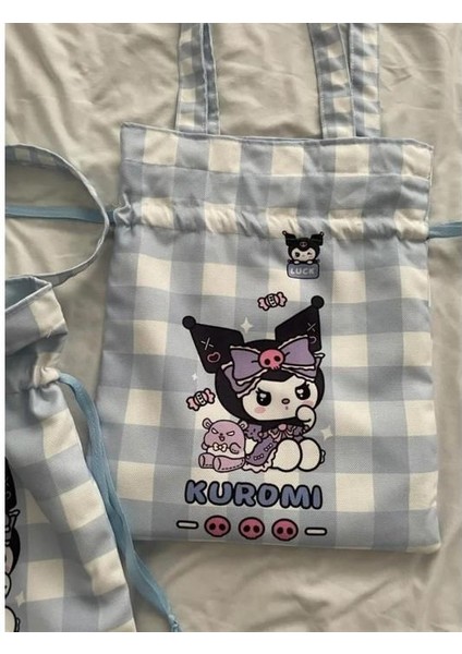 Kuromi Kawaii Büzgülü Bez Çanta