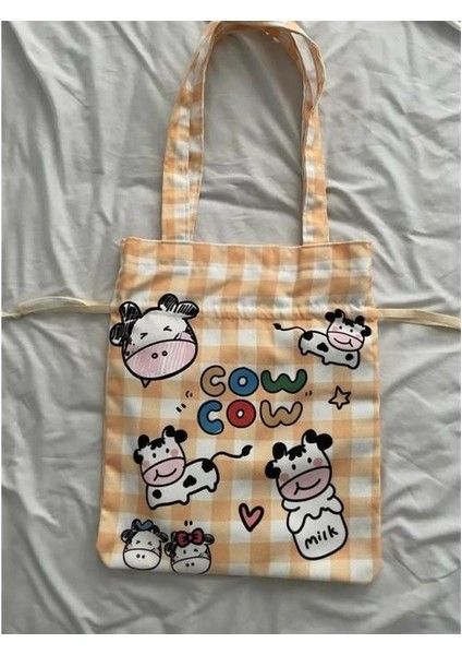 Cow Cow Milk Kawaii Büzgülü Bez Çanta fiyatları