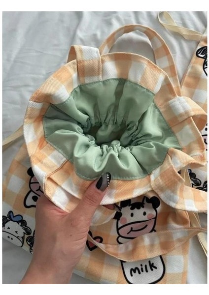 Cow Cow Milk Kawaii Büzgülü Bez Çanta fırsatları
