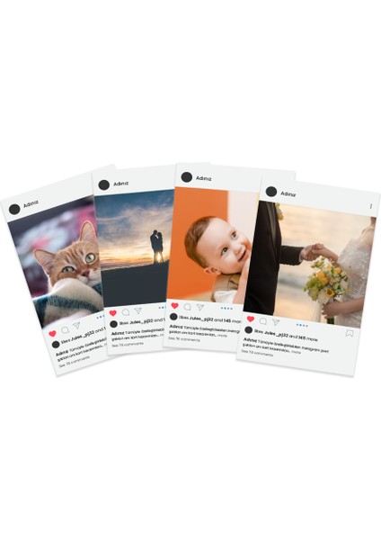 Özelleştirilebilir Instagram Poster Kart 4'lü Set
