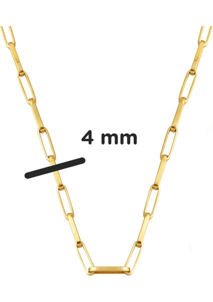 14 Ayar Ataç Altın Zincir Kolye (4 mm Enli) 45 Cm.