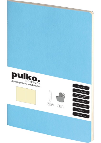 Notebook Not Defteri, (20X28CM), Terzi Dikiş, Termo Deri Kapak, 96 Sayfa, Krem Kağıt, Düz, 033