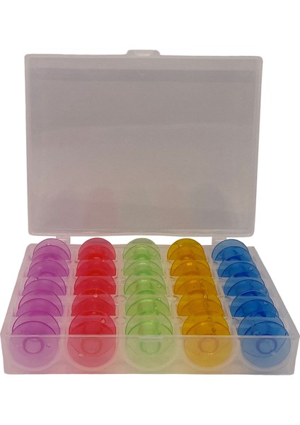 Ev Tipi Aile Dikiş Makinesi 25'li Şeffaf Masura Saklama Kutusu (25 Adet Masuralı) modelleri