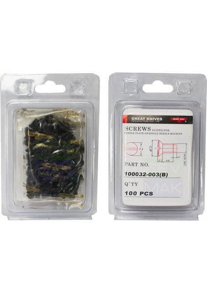 100032-003 Düz Makina Plaka Vidası (100 Adet)