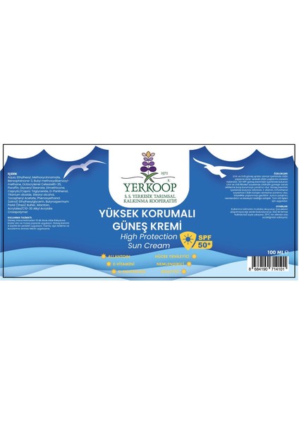 Yer Koop Yüksek Korumalı Güneş KREMI50+SPF