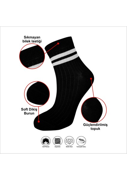 Yumuşak Dokulu Çizgili Likralı Yüksek Kalite Kadın Soket Çorap 6'lı Paket fiyatları