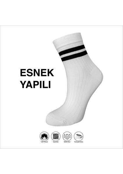 Yumuşak Dokulu Çizgili Likralı Yüksek Kalite Kadın Soket Çorap 6'lı Paket fırsatları