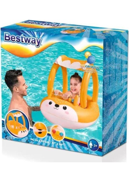 2+ Yaş Bestway Gölgelikli Oyuncaklı Çocuk Botu 94X66 cm - 34168 (Lisinya) Beyaz