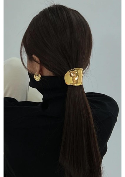 Dalgalı Çelik Yüksek At Kuyruğu Tokası Saç Kelepçesi Ponytail Cuff fırsatları