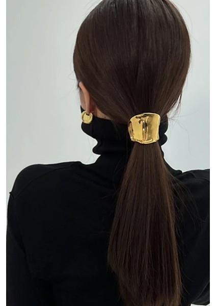 Dalgalı Çelik Yüksek At Kuyruğu Tokası Saç Kelepçesi Ponytail Cuff indirimleri