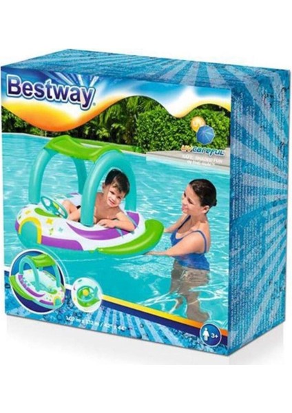 2+ Yaş Bestway Direksiyonlu Kornalı Bot 107X102 cm - 34149 (Lisinya) Beyaz