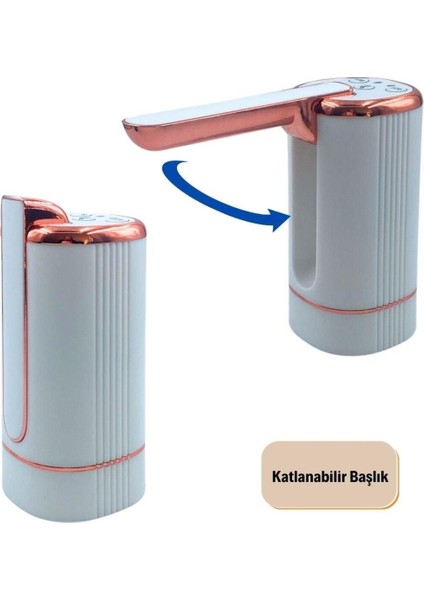 Zaman Ayarlı Katlanır Musluk 1200 Mah Bataryalı USB ile Şarj Olabilen Elektronik Damacana Su Pompası AK27YT0027