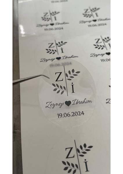 Nişan, Kına Hatırası Şeffaf Epoksi, Pleksi Etiketi 4x5 cm 42 Adet