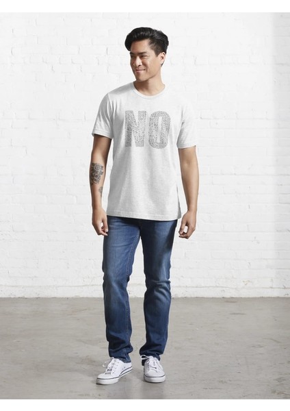 No Baskılı Bisiklet Yaka T-Shirt