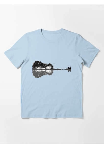 Orman Gölge Baskılı Bisiklet Yaka T-Shirt