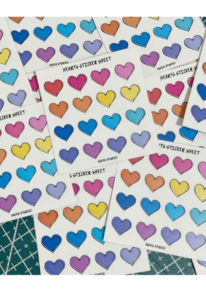Kalp Sticker Set Renkli 4 Parça