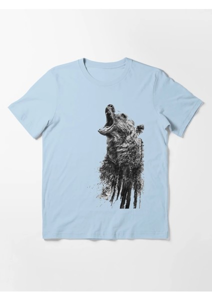 Pus Ayı Baskılı Bisiklet Yaka T-Shirt