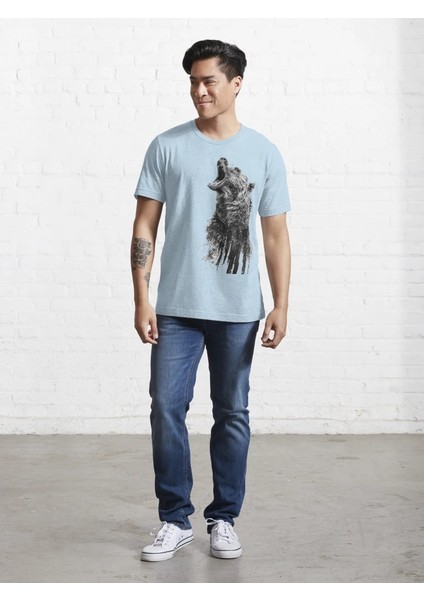 Pus Ayı Baskılı Bisiklet Yaka T-Shirt