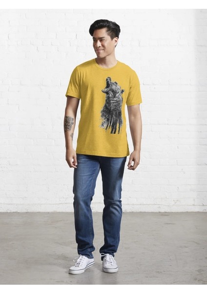 Pus Ayı Baskılı Bisiklet Yaka T-Shirt