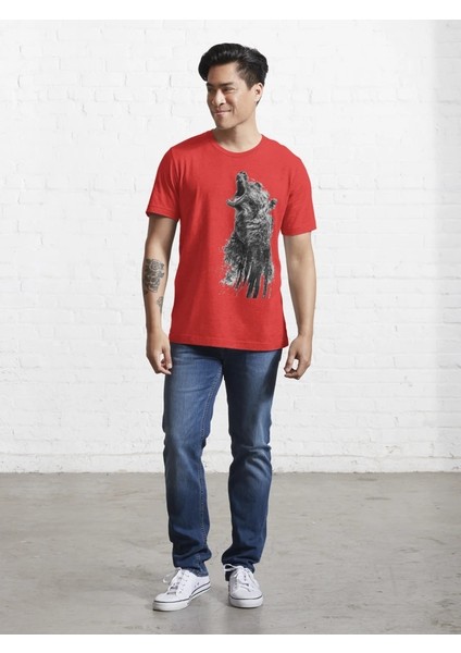 Pus Ayı Baskılı Bisiklet Yaka T-Shirt