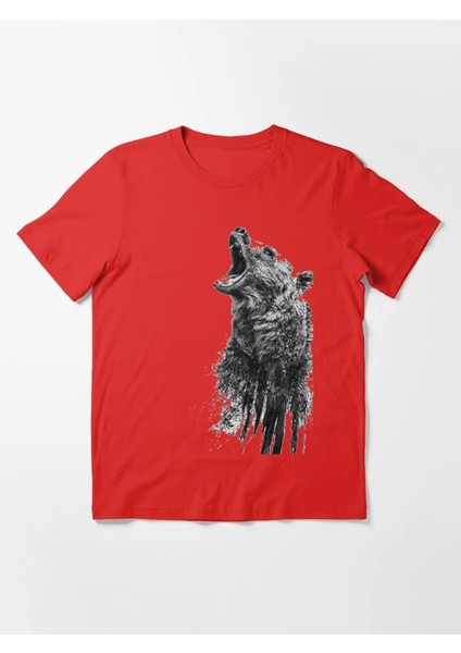 Pus Ayı Baskılı Bisiklet Yaka T-Shirt