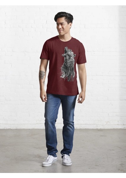 Pus Ayı Baskılı Bisiklet Yaka T-Shirt