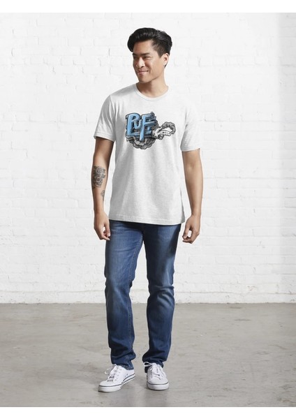 Puf Ateş Baskılı Bisiklet Yaka T-Shirt